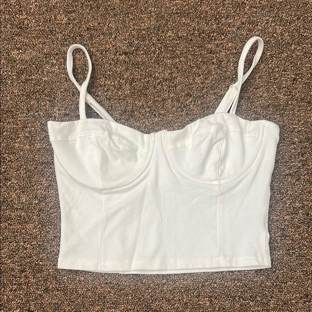 Audrey White Sleeveless Bustier Bodysuit